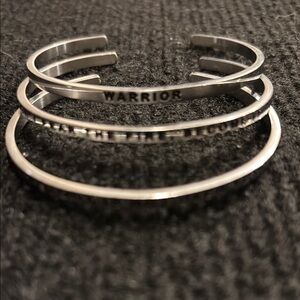 Silver Tone Inspirational Cuff Bracelet Set